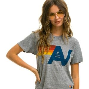 Aviator Nation - LOGO BOYFRIEND TEE - HEATHER GREY